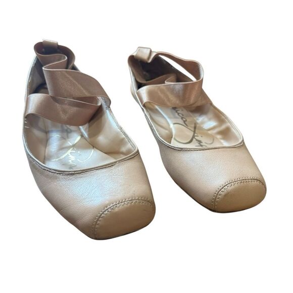 Jessica Simpson Mandalaye Elastic Criss-Cross Ankle Strap Leather Ballet Flats - Picture 8 of 10